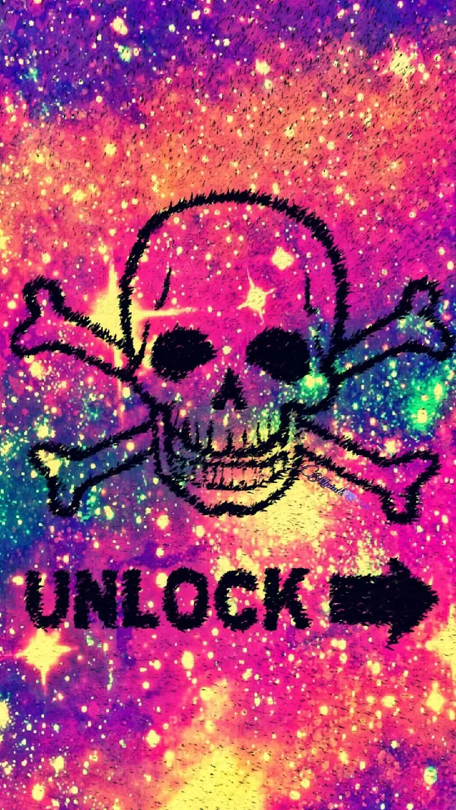 Download galaxy photo with skull design suitable for phone lock screen
