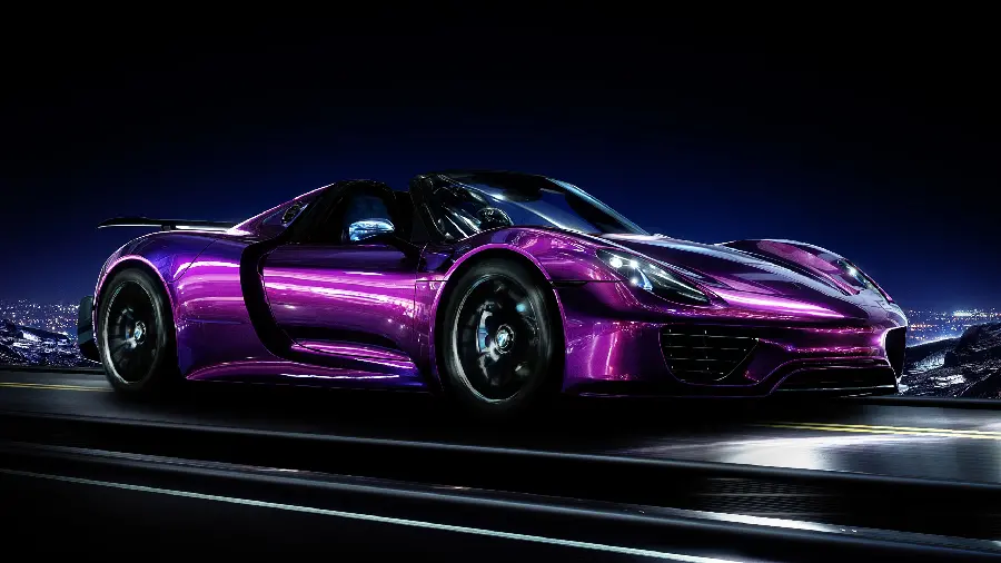 Porsche 918 Spider purple car image for Samsung phone background