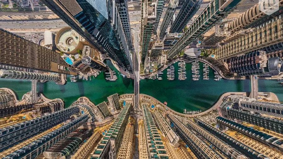 Photo of the city of Dubai from above with excellent and unique quality for the background