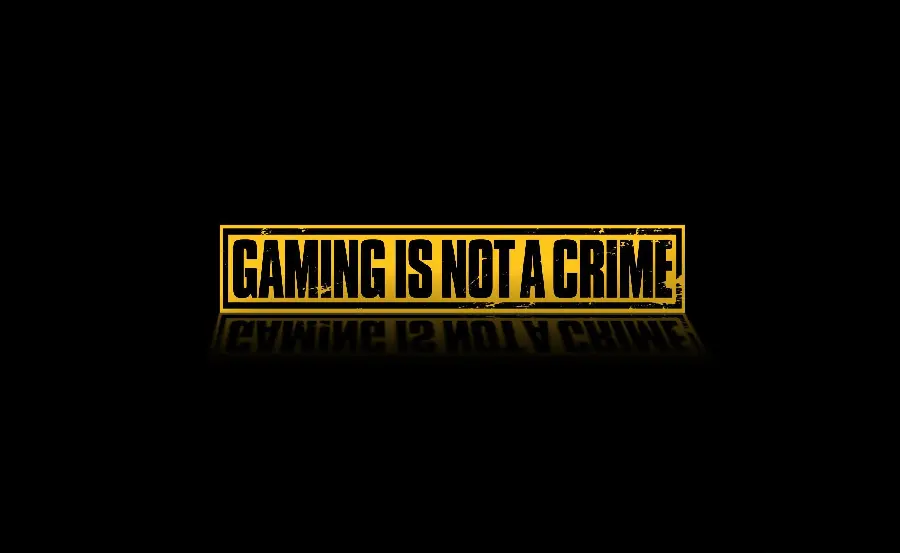 Stylish black background for Windows with the title Gaming Is Not A Crime 