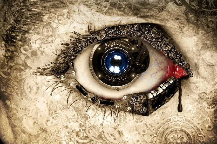 Creative photo with the theme and subject of the eye as a clock for wallpaper