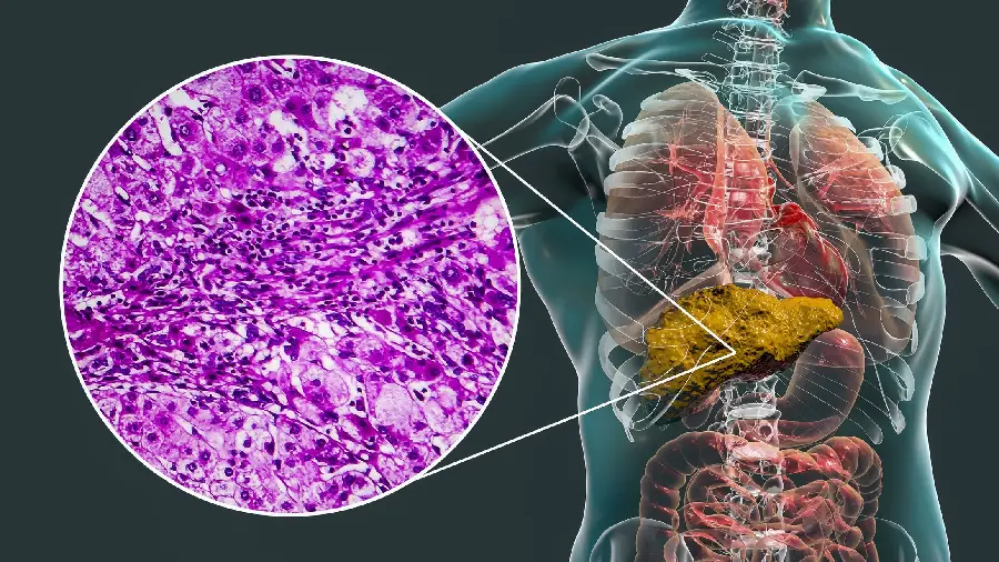 Zoomed Photo of Real Human Liver in the Body