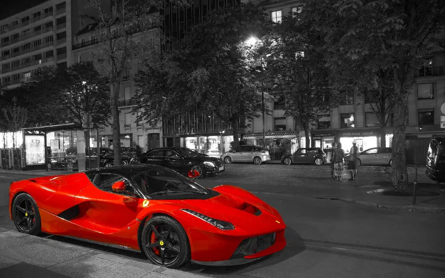 Black and White Ferrari LaFerrari HD Photo