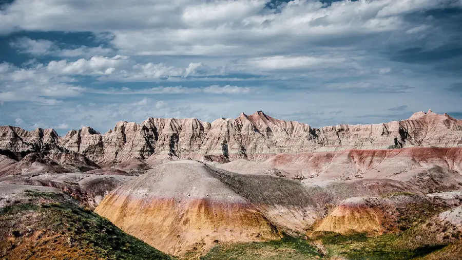 Download photo of beautiful rock formations and hills in Badlands National Park