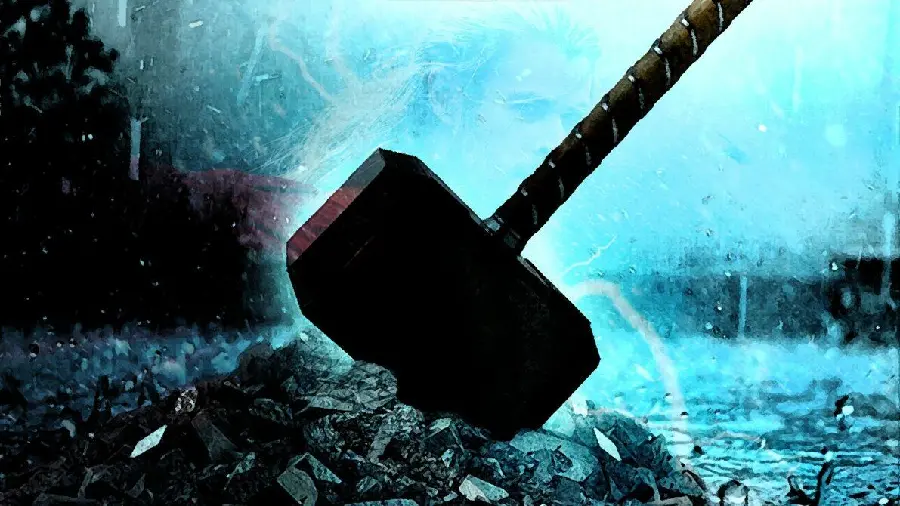 Thor character gun and hammer wallpaper for desktop background