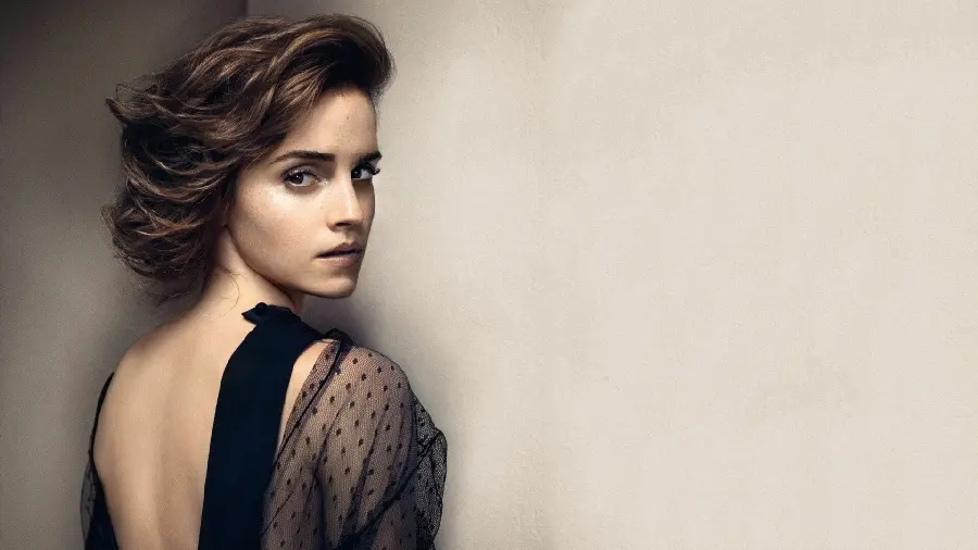 Emma Watson wallpaper with light background and dark dress for laptop