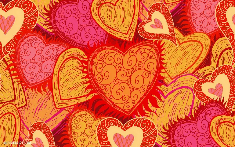 Wallpaper with colorful hearts for Valentine's Day