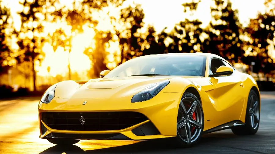 Ferrari car wallpaper with yellow color and stylish lights