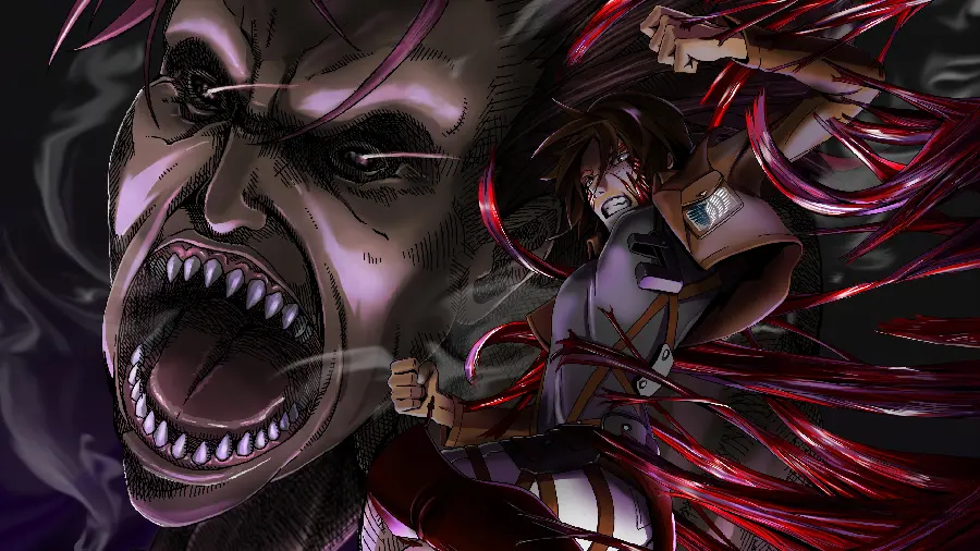 Horror wallpaper of the anime Attack on Titan in high quality 