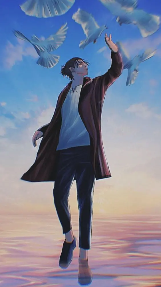 Beautiful photo of Eren in the anime Attack on Titan for profile