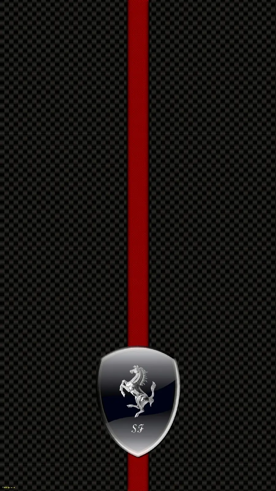 Download the amazing Ferrari logo wallpaper with a dark background and red line suitable for Samsung and Xiaomi in HD quality