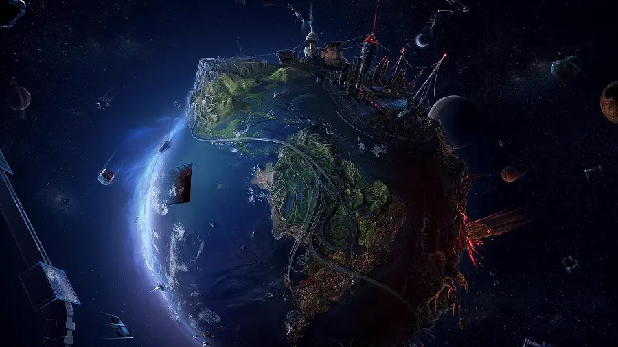Attractive graphic photo of the Earth at night with interesting details suitable for backgrounds and profiles