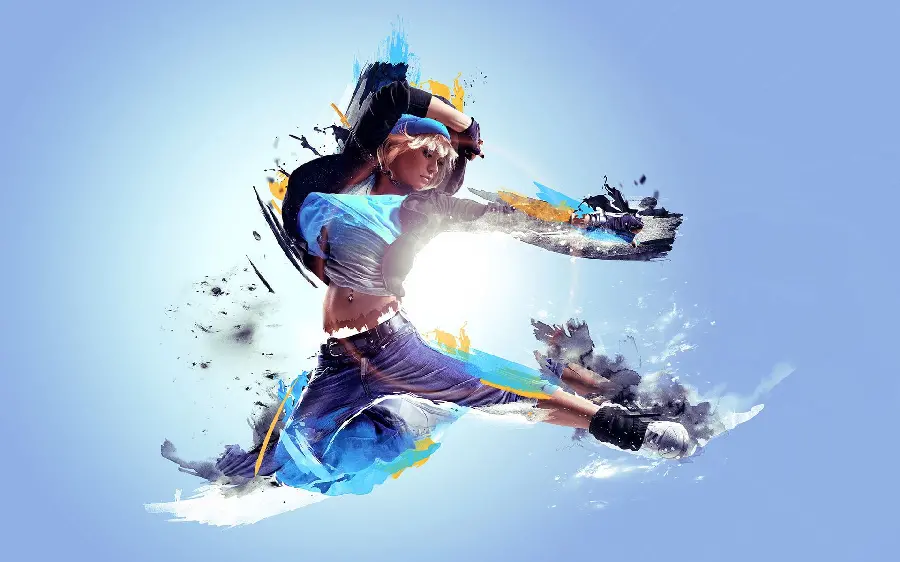 Fantasy photo of girl and hip hop dance for profile picture