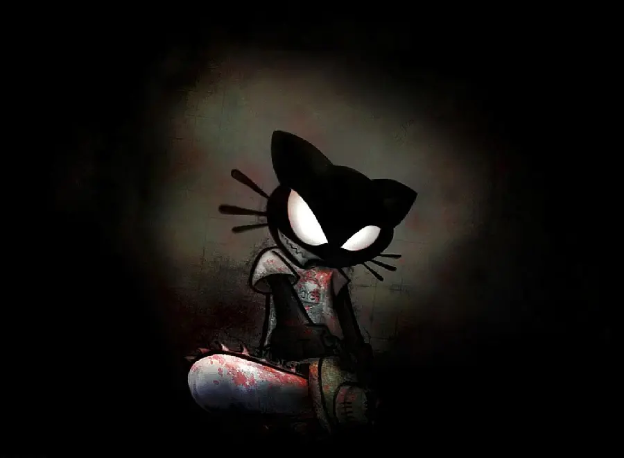 Digital art and painting stock photos and images with a dark theme and a black cat design