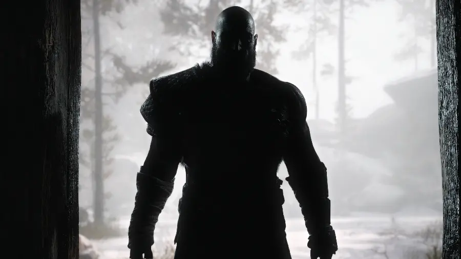 Photo wallpaper of Kratos with a long beard in God of War Ragnarok