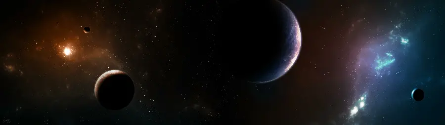 Background of the sky and huge globes with galaxies for large and wide monitors