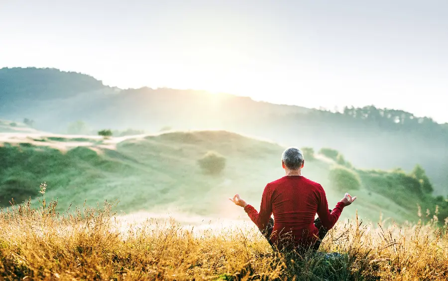 High quality photo of a thinking man in yoga with full HD quality