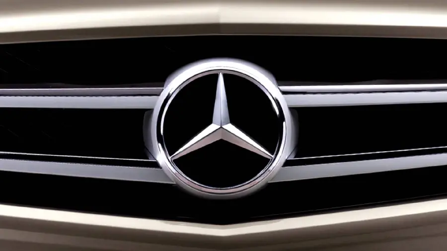 Background of the Mercedes-Benz car logo on the front hood
