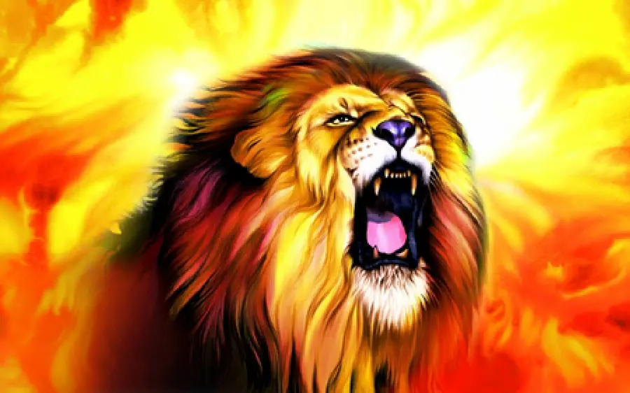 Wallpaper of a male lion drawing