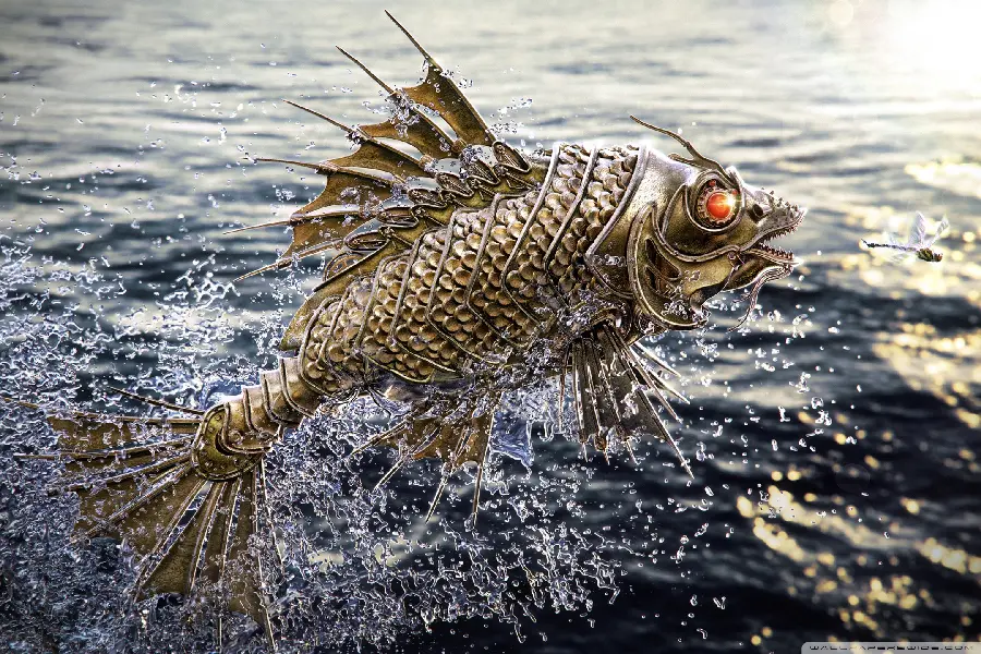Gold and 3D fish background