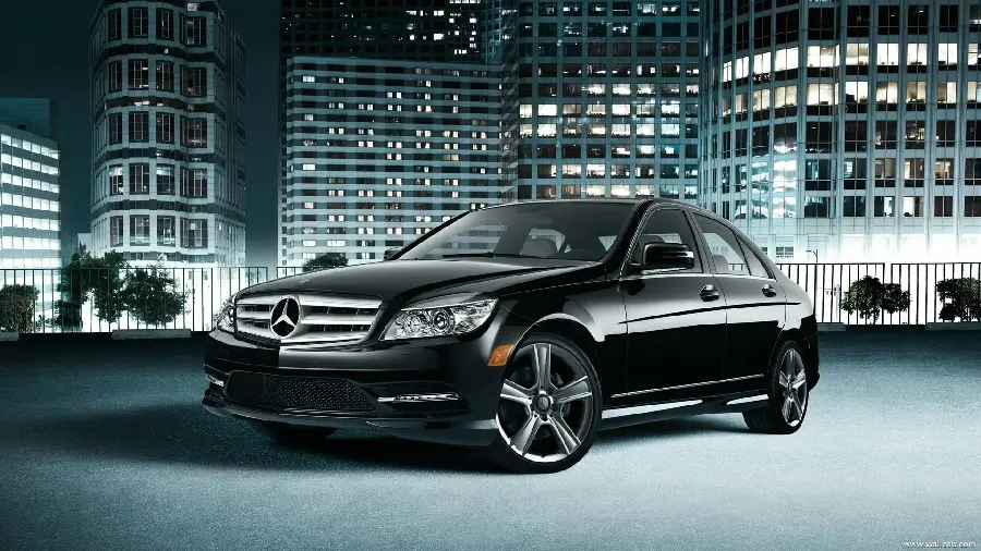 Wallpaper of a black Mercedes-Benz sedan