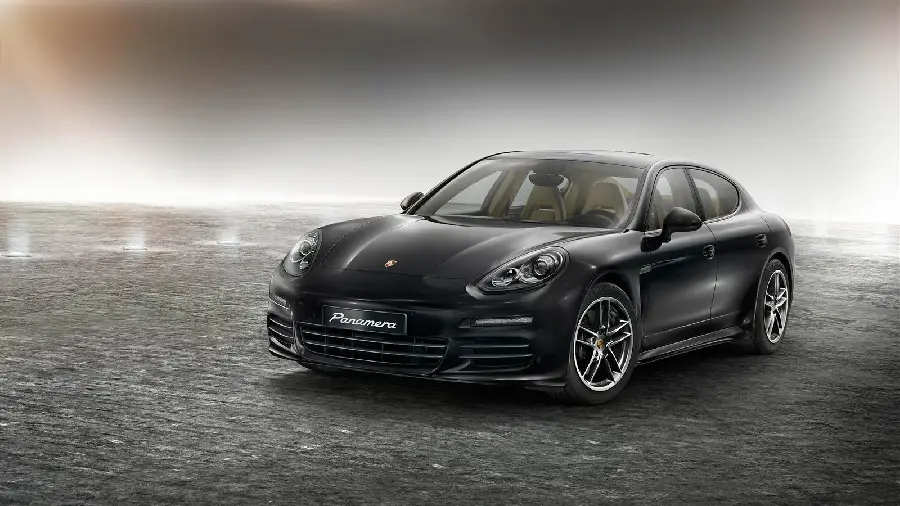 High quality attractive black Porsche Panamera car photo