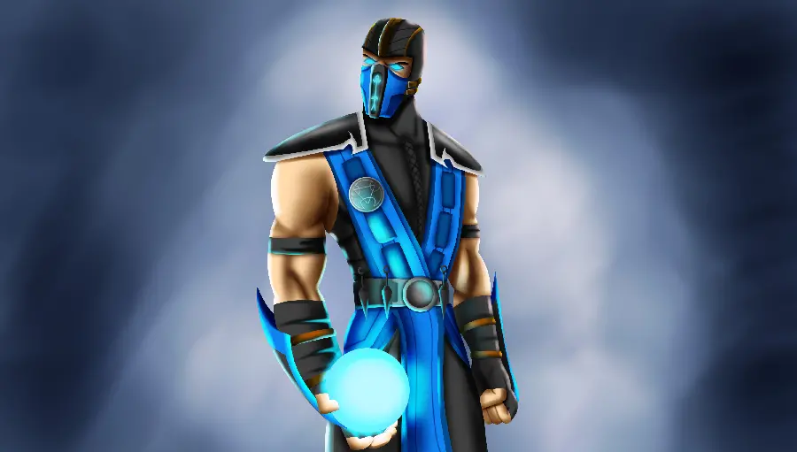 Cartoon and animated image of Sub Zero from the old Sega era