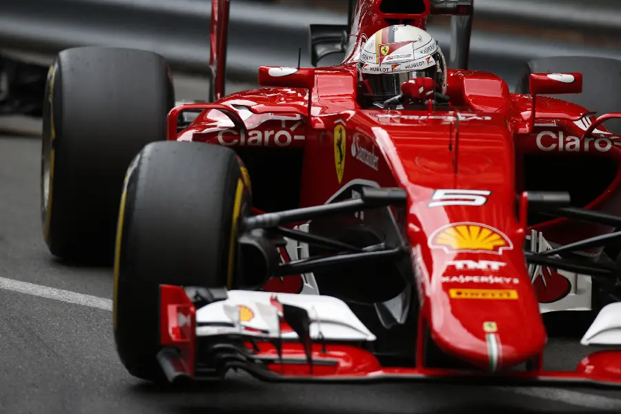 Download high quality image of Ferrari Formula One car with attractive red color for printing