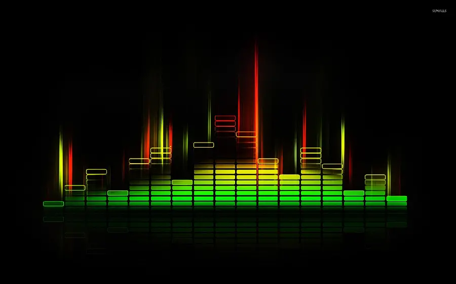 Equalizer photo with a pleasant green, yellow and red color theme for the desktop