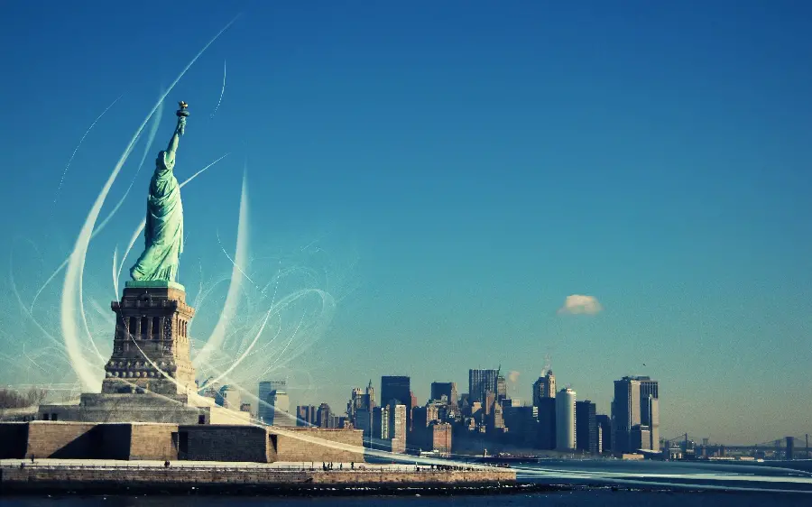 Background photo of the famous Freedom Tower in New York City from a different perspective