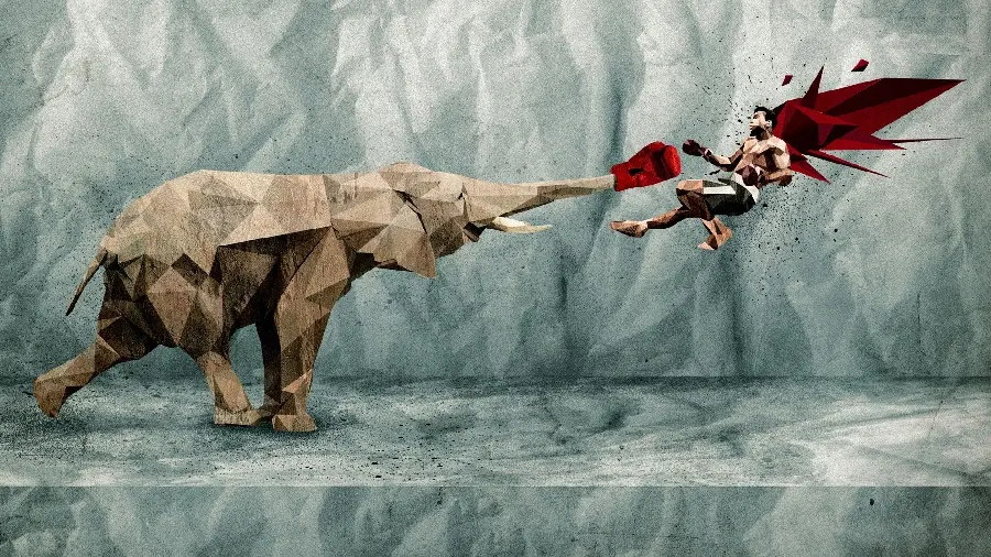 HD wallpaper with the theme of a man and an animal fight for background