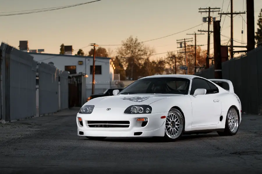 White Toyota Supra photo for printing on a board and chassis
