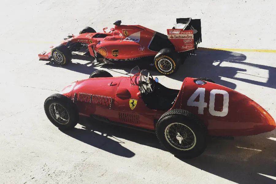 Interesting image of two old and new Ferrari F1 cars side by side in excellent quality