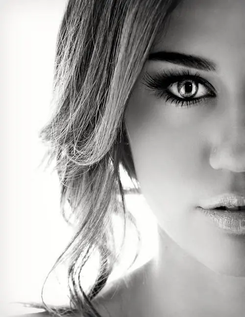 New luxury girl profile photo in black and white with half face of beautiful girl