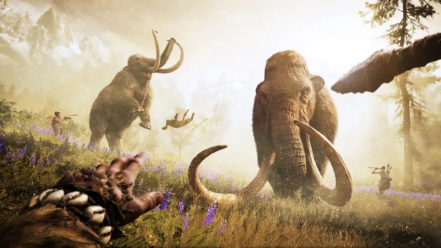 Unpleasant image of the struggle between mammoths and ruthless hunters