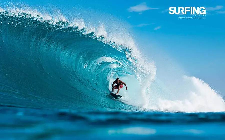 Download attractive background of surfing on the blue ocean for laptop with ideal quality