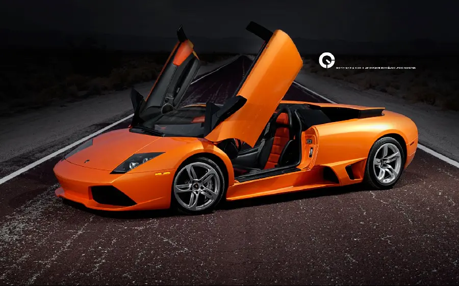 Download Orange Lamborghini Murcielago Car Image with Open Doors High Quality for Printing