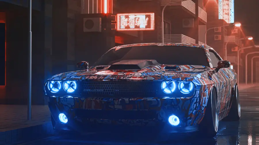 Download Dodge Charger Wallpaper with Neon Lights Best HD Wallpaper
