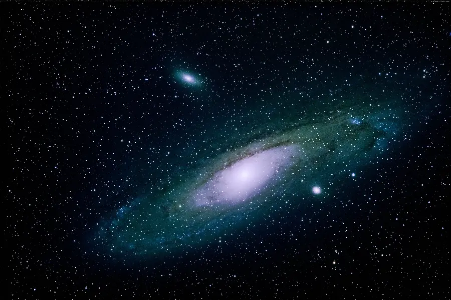 Fantasy space and spiral galaxy profile photo with large masses