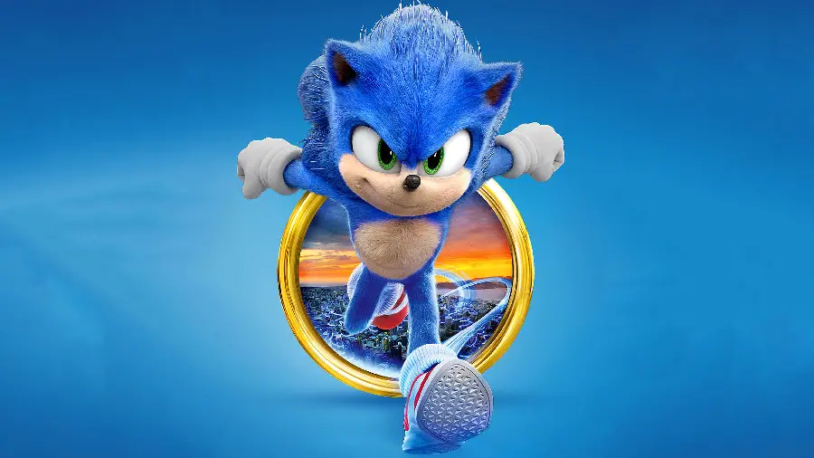 Sonic photo coming out of the golden ring