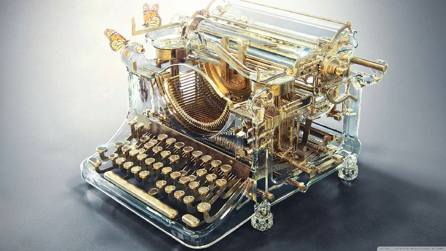 Background of an attractive typewriter in 3D