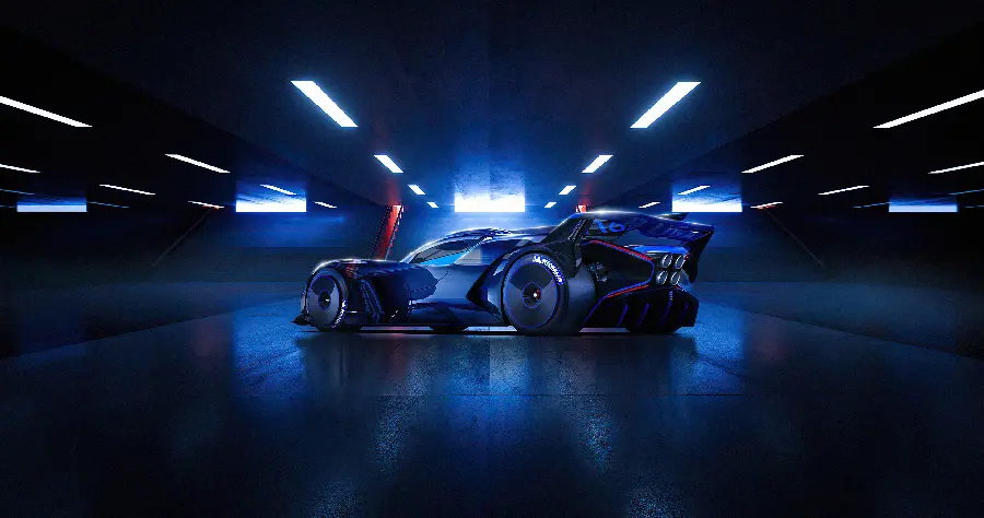 Blue Bugatti Racing Car Photo
