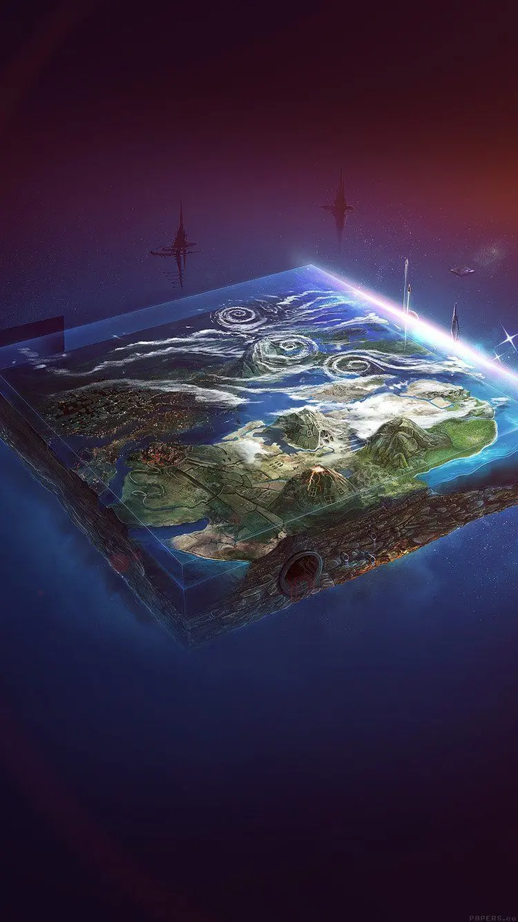 Admirable digital wallpaper of a flat Earth