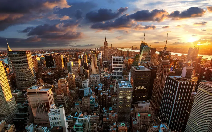 Wallpaper of downtown New York at sunset for Samsung wallpaper
