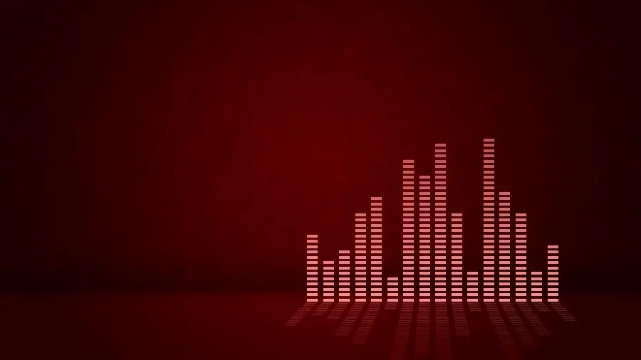 Unique image of the equalizer with a red theme for the laptop background