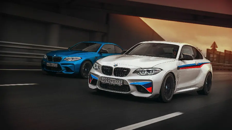 BMW car photo for wallpaper in blue and white
