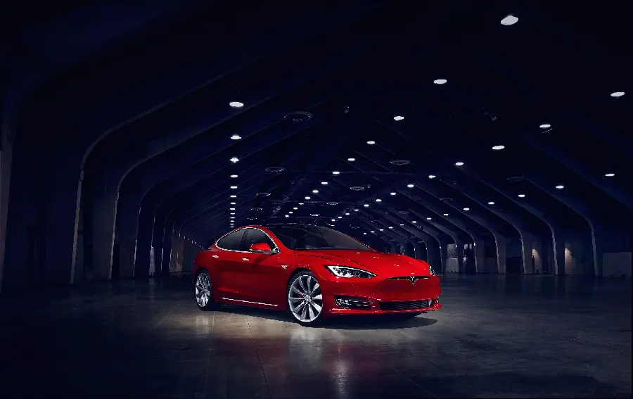 Photo of a red and special Tesla