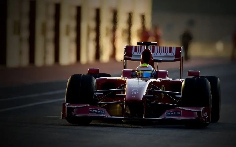 High quality artistic profile of Ferrari F1 car from the front