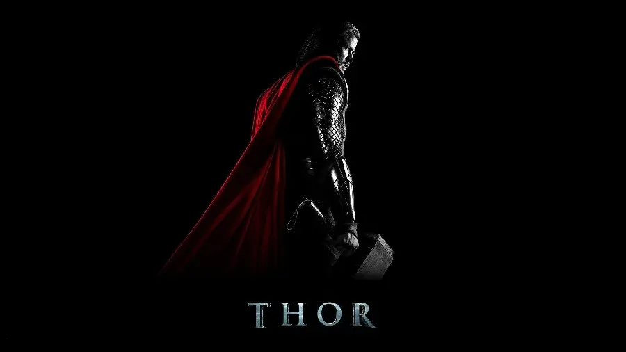 Wallpaper High quality and beautiful Thor with a hammer and a black background