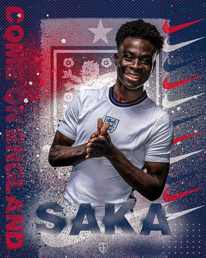 Bukayo Saka photo in England white kit